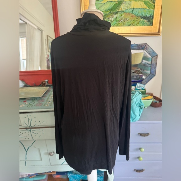 Gudrun Sjoden Black Long Sleeve Turtleneck Top Stretch Lyocell XL VGUC - Picture 2 of 4